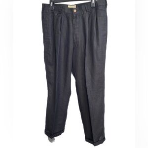 Cubavera Men's Black 100% Linen Blend Pleated Pants 34/30 EUC